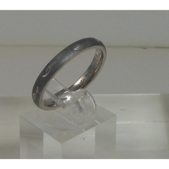 Sterling Silver Oxidized Diamond-Cut Ring Size 10, Handcrafted Vintage Patina - Picture 2 of 4